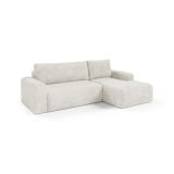 Divano Letto con Penisola Bianco Crema Contenitore Reclinabile 268x163 cm, Cuscini Sfoderabili - Folgarida