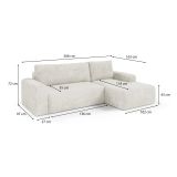 Divano Letto con Penisola Bianco Crema Contenitore Reclinabile 268x163 cm, Cuscini Sfoderabili - Folgarida