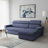 Divano letto con penisola blu 280x95cm - Allevatore