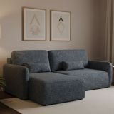 Divano Letto con Penisola blu Contenitore Reclinabile 207x148 cm, Reversibile - Pagno