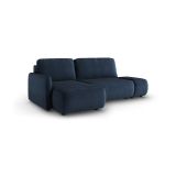 Divano Letto con Penisola blu Contenitore Reclinabile 229x148 cm, Cuscini Sfoderabili - Rezzo