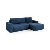 Divano Letto con Penisola blu Contenitore Reclinabile 268x163 cm, Cuscini Sfoderabili - Folgarida