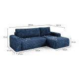 Divano Letto con Penisola blu Contenitore Reclinabile 268x163 cm, Cuscini Sfoderabili - Folgarida