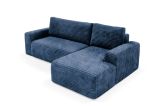 Divano Letto con Penisola blu Contenitore Reclinabile 268x163 cm, Cuscini Sfoderabili - Folgarida