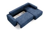 Divano Letto con Penisola blu Contenitore Reclinabile 268x163 cm, Cuscini Sfoderabili - Folgarida