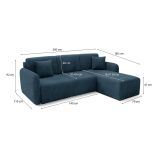 Divano Letto con Penisola blu Contenitore Reversibile 245x185 cm, Reclinabile - Ranco