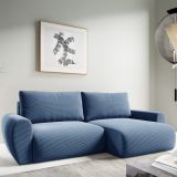 Divano Letto con Penisola blu Contenitore Reversibile 253x153 cm, Reclinabile - Paullo
