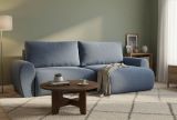 Divano Letto con Penisola blu Contenitore Reversibile 253x153 cm, Reclinabile - Paullo