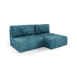 Divano Letto con Penisola blu Petrolio Contenitore Reclinabile 210x149 cm, Cuscini Sfoderabili - Pergola