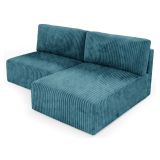 Divano Letto con Penisola blu Petrolio Contenitore Reclinabile 210x149 cm, Cuscini Sfoderabili - Pergola