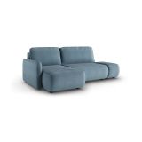 Divano Letto con Penisola blu Petrolio Contenitore Reclinabile 229x148 cm, Cuscini Sfoderabili - Rezzo