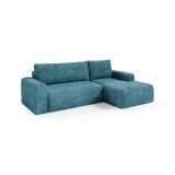 Divano Letto con Penisola blu Petrolio Contenitore Reclinabile 268x163 cm, Cuscini Sfoderabili - Folgarida
