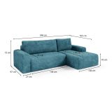 Divano Letto con Penisola blu Petrolio Contenitore Reclinabile 268x163 cm, Cuscini Sfoderabili - Folgarida