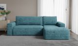 Divano Letto con Penisola blu Petrolio Contenitore Reclinabile 268x163 cm, Cuscini Sfoderabili - Folgarida