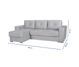 Divano Letto con Penisola Grigio Chiaro Contenitore 236x156 cm, Lavabile - Cesaro