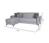 Divano Letto con Penisola Grigio Chiaro Grigio Scuro Contenitore 238x158 cm, Lavabile - Ogna