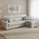 Divano Letto con Penisola Grigio Chiaro Multiposizione Contenitore 280x160 cm, Idrorepellente Sfoderabile Trasformabile in Letto Made in Italy