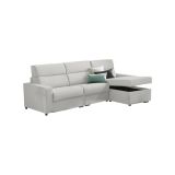 Divano Letto con Penisola Grigio Chiaro Multiposizione Contenitore 280x160 cm, Idrorepellente Sfoderabile Trasformabile in Letto Made in Italy