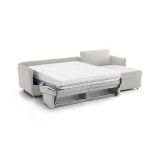 Divano Letto con Penisola Grigio Chiaro Sfoderabile Contenitore 260x160 cm, Idrorepellente Multiposizione Trasformabile in Letto Made in Italy - Scordia