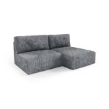 Divano Letto con Penisola Grigio Contenitore Cuscini Sfoderabili 210x149 cm, Reclinabile - Pergola