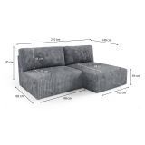 Divano Letto con Penisola Grigio Contenitore Cuscini Sfoderabili 210x149 cm, Reclinabile - Pergola