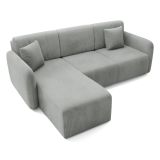 Divano Letto con Penisola Grigio Contenitore Cuscini Sfoderabili 245x185 cm, Reclinabile - Ranco