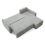 Divano Letto con Penisola Grigio Contenitore Cuscini Sfoderabili 245x185 cm, Reclinabile - Ranco