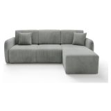 Divano Letto con Penisola Grigio Contenitore Cuscini Sfoderabili 245x185 cm, Reclinabile - Ranco