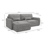 Divano Letto con Penisola Grigio Contenitore Reclinabile 207x148 cm, Reversibile - Pagno