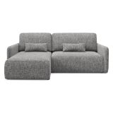 Divano Letto con Penisola Grigio Contenitore Reclinabile 207x148 cm, Reversibile - Pagno