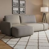 Divano Letto con Penisola Grigio Contenitore Reclinabile 229x148 cm, Cuscini Sfoderabili - Rezzo