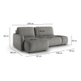 Divano Letto con Penisola Grigio Contenitore Reclinabile 229x148 cm, Cuscini Sfoderabili - Rezzo