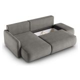 Divano Letto con Penisola Grigio Contenitore Reclinabile 229x148 cm, Cuscini Sfoderabili - Rezzo
