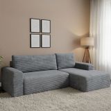 Divano Letto con Penisola Grigio Contenitore Reclinabile 268x163 cm, Cuscini Sfoderabili - Folgarida