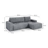 Divano Letto con Penisola Grigio Contenitore Reclinabile 268x163 cm, Cuscini Sfoderabili - Folgarida