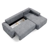 Divano Letto con Penisola Grigio Contenitore Reclinabile 268x163 cm, Cuscini Sfoderabili - Folgarida