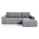 Divano Letto con Penisola Grigio Contenitore Reclinabile 268x163 cm, Cuscini Sfoderabili - Folgarida