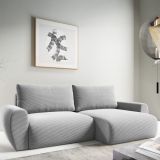 Divano Letto con Penisola Grigio Contenitore Reversibile 253x153 cm, Reclinabile - Paullo