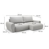 Divano Letto con Penisola Grigio Contenitore Reversibile 253x153 cm, Reclinabile - Paullo