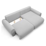 Divano Letto con Penisola Grigio Contenitore Reversibile 253x153 cm, Reclinabile - Paullo