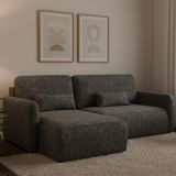 Divano Letto con Penisola Grigio Scuro Contenitore Reclinabile 207x148 cm, Reversibile - Pagno