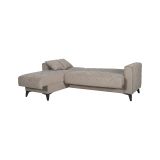 Divano Letto con Penisola Grigio Scuro Nero Contenitore 228x149 cm, Lavabile - Chienes