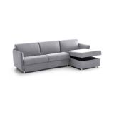 Divano Letto con Penisola Grigio Sfoderabile Contenitore 260x160 cm, Idrorepellente Multiposizione Trasformabile in Letto Made in Italy - Scordia
