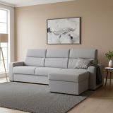 Divano Letto con Penisola Grigio Sfoderabile Contenitore 280x160 cm, Idrorepellente Multiposizione Trasformabile in Letto Made in Italy - Celleno