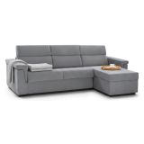 Divano Letto con Penisola Grigio Sfoderabile Contenitore 285x160 cm, Idrorepellente Multiposizione Trasformabile in Letto Made in Italy - Ganzaria