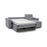 Divano Letto con Penisola Grigio Sfoderabile Contenitore 285x160 cm, Idrorepellente Multiposizione Trasformabile in Letto Made in Italy - Ganzaria