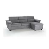 Divano Letto con Penisola Grigio Sfoderabile Contenitore 285x160 cm, Idrorepellente Multiposizione Trasformabile in Letto Made in Italy - Priverno
