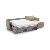Divano Letto con Penisola Grigio Tortora Sfoderabile Contenitore 260x160 cm, Idrorepellente Multiposizione Trasformabile in Letto Made in Italy