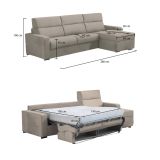 Divano Letto con Penisola Grigio Tortora Sfoderabile Contenitore 280x160 cm, Idrorepellente Multiposizione Made in Italy - Celleno