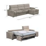 Divano Letto con Penisola Grigio Tortora Sfoderabile Contenitore 280x160 cm, Idrorepellente Multiposizione Trasformabile in Letto Made in Italy